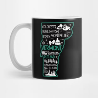 Vermont Rutland cute map Essex Bennington Brattleboro Colchester Hartford Mug